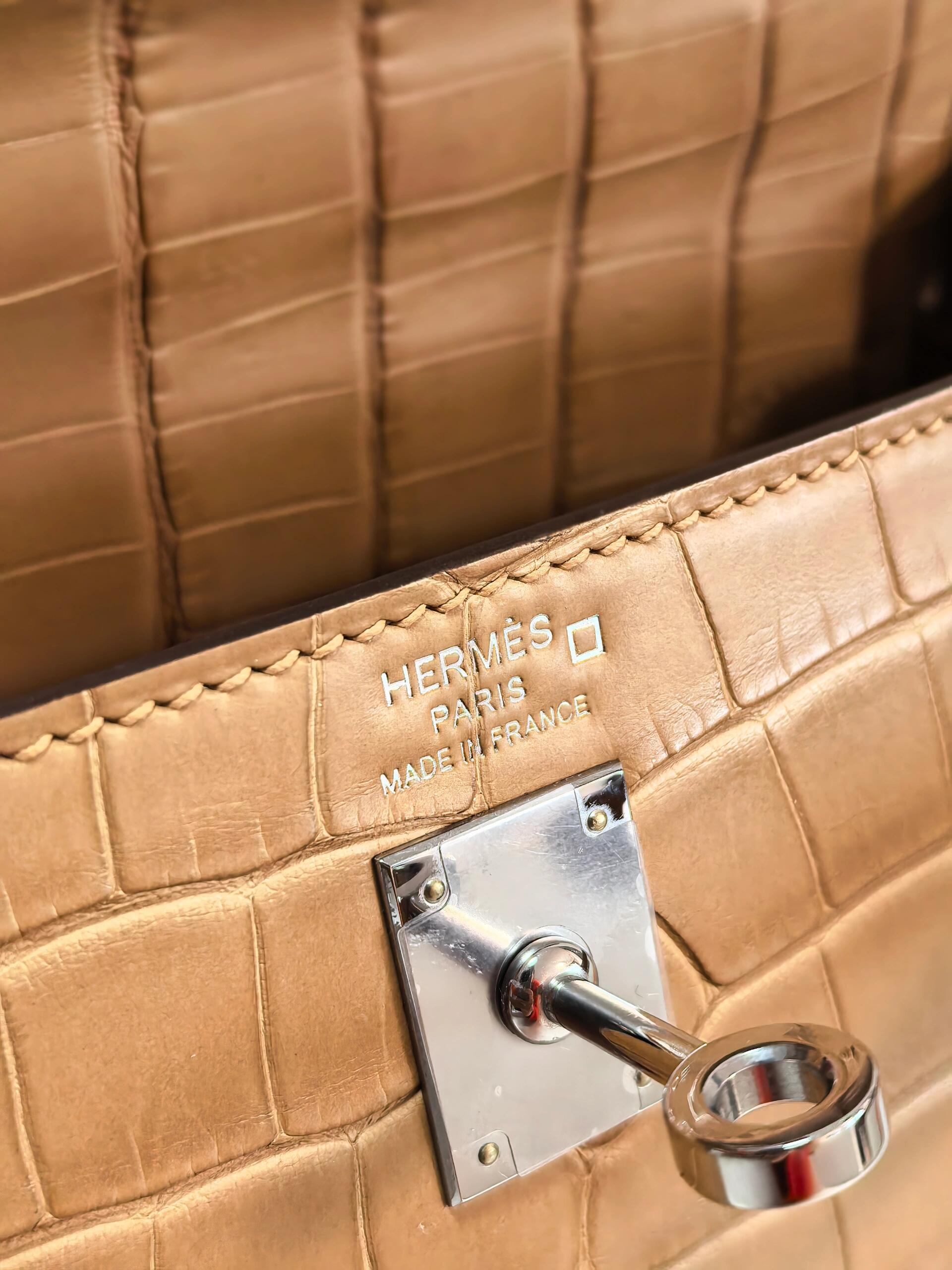 Kelly25-30 milk tea color silver buckle American crocodile leather - MOVEMENTARTISAN