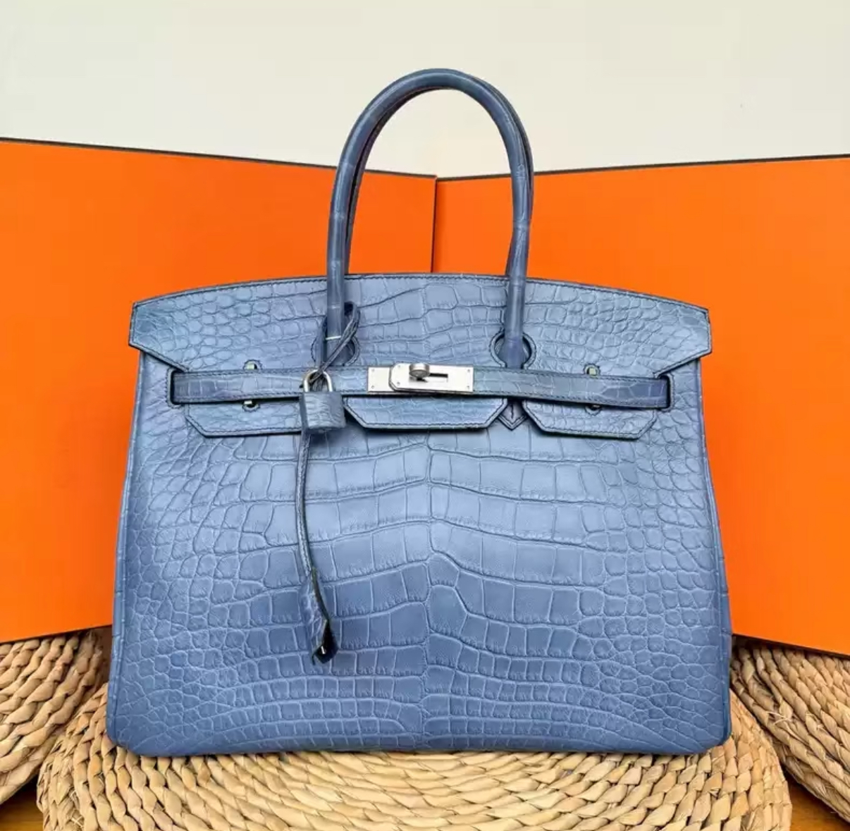 Birkin 25-30 matte blue crocodile leather - MOVEMENTARTISAN