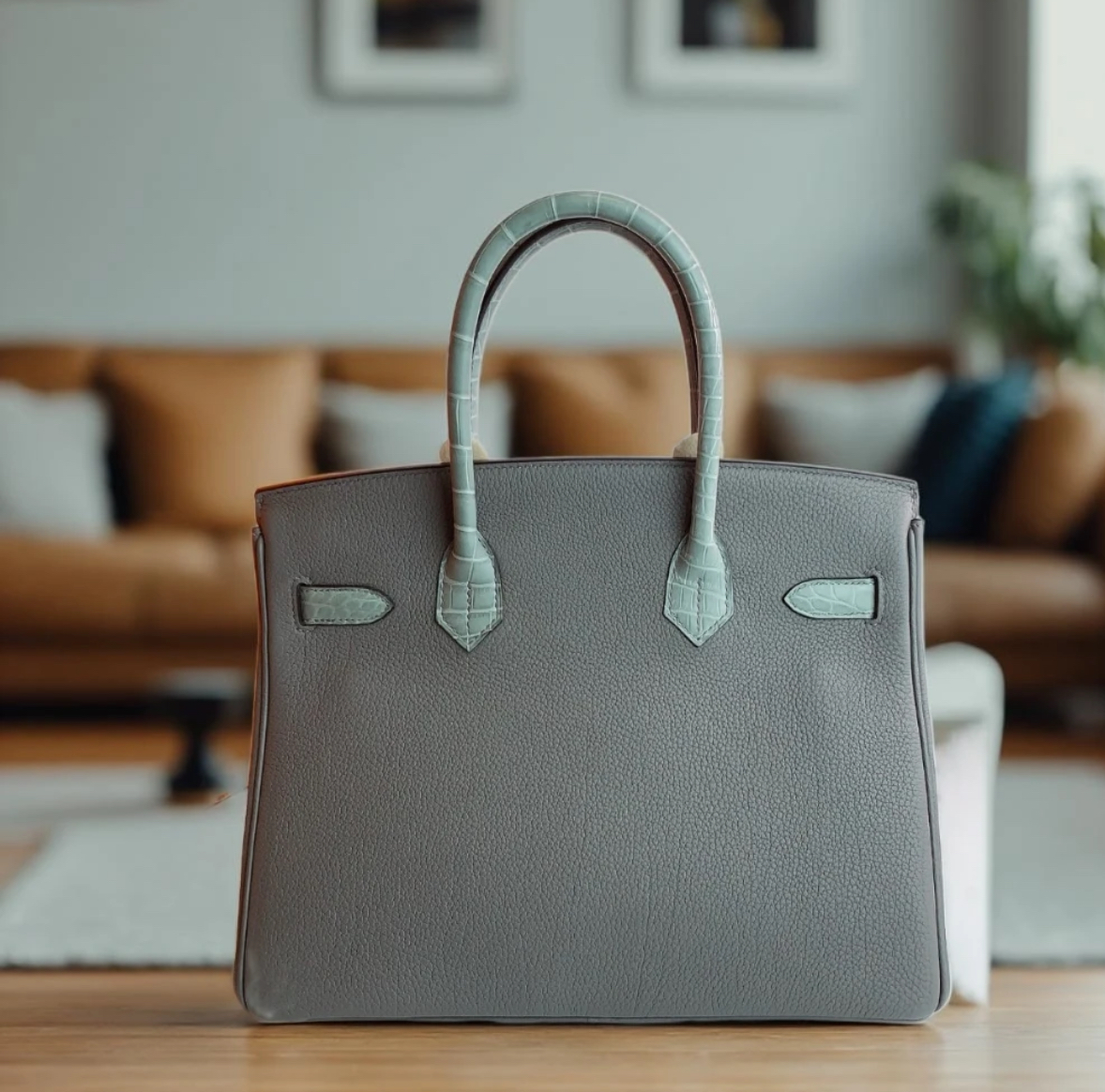 Birkin Bag 25-35 TOGO Grey Crocodile Leather Customized - MOVEMENTARTISAN