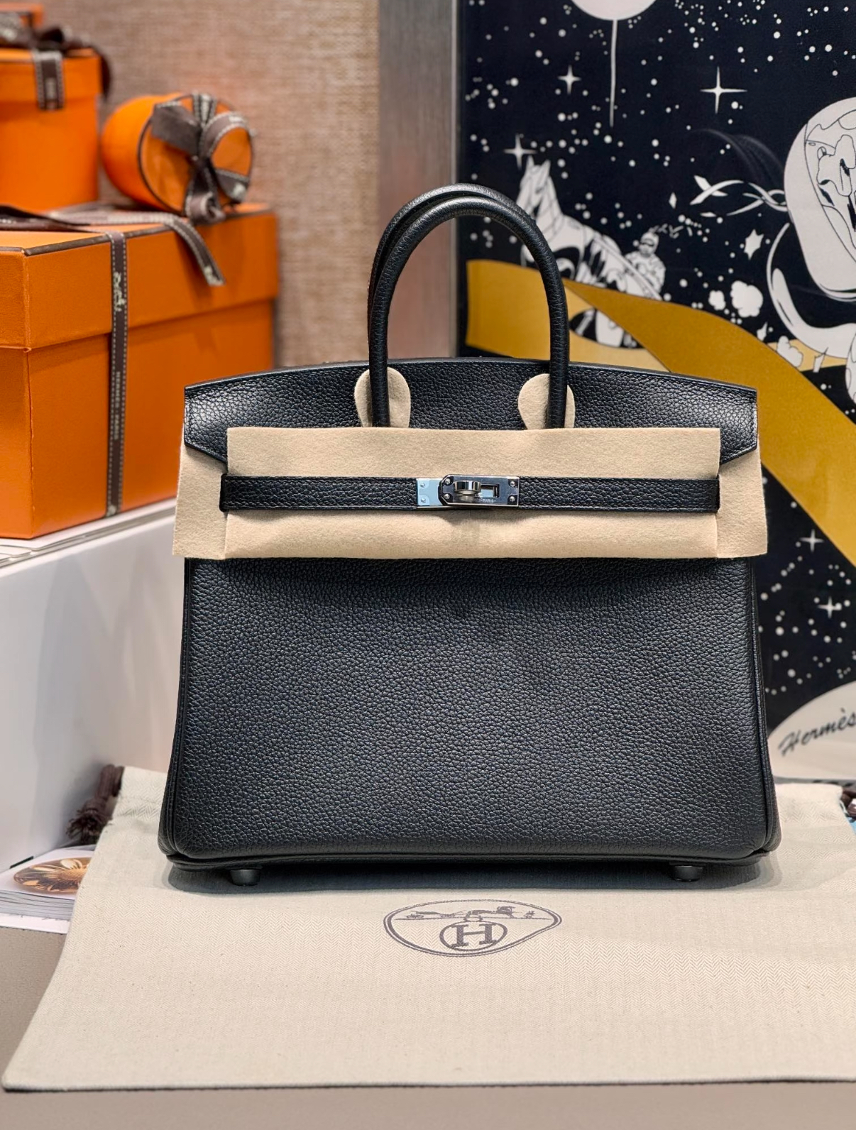 Birkin 25-35 black silver buckle custom - MOVEMENTARTISAN