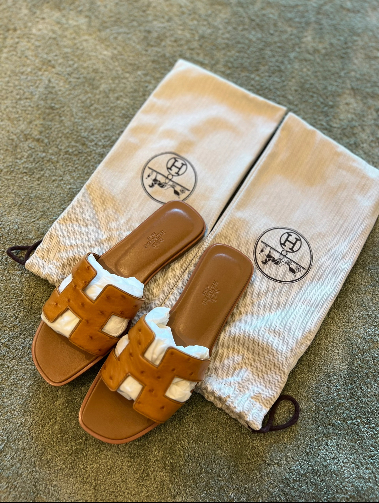 women's sandals brown ostrich leather Custom - MOVEMENTARTISAN