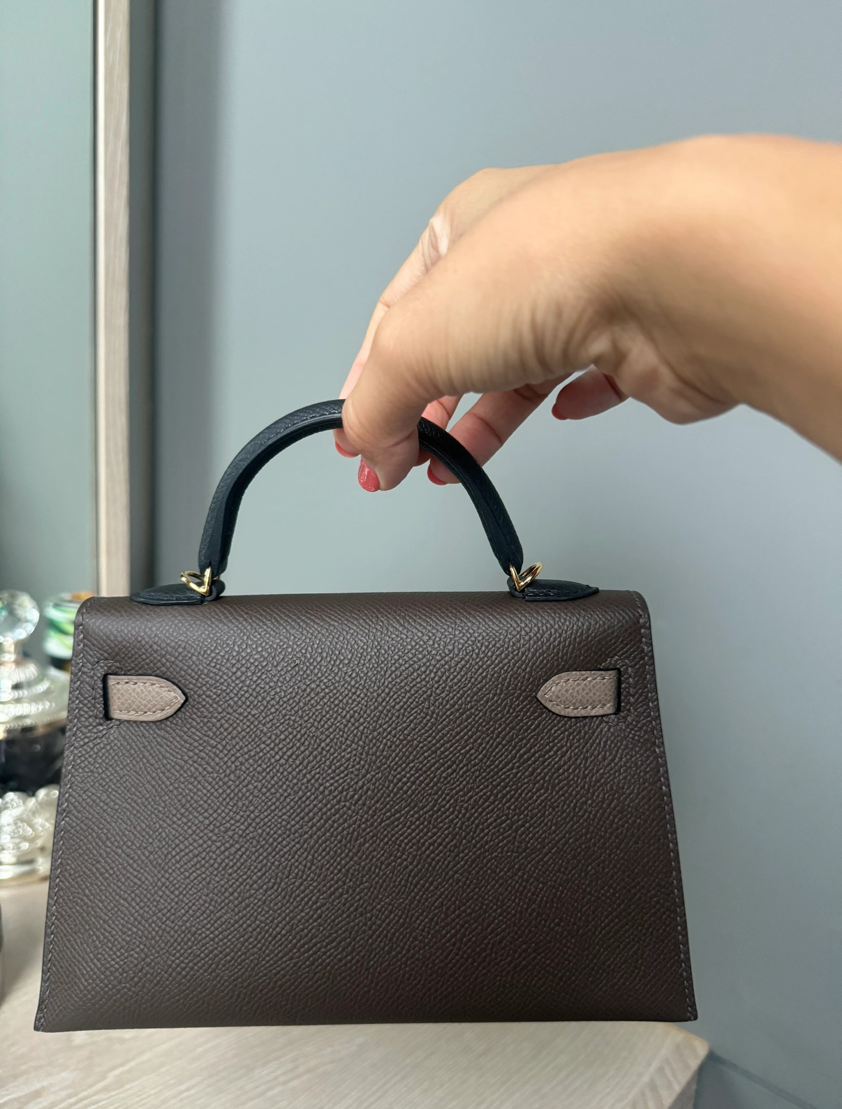 Kelly mini 2 19cm EPSOM ebony gold buckle custom - MOVEMENTARTISAN