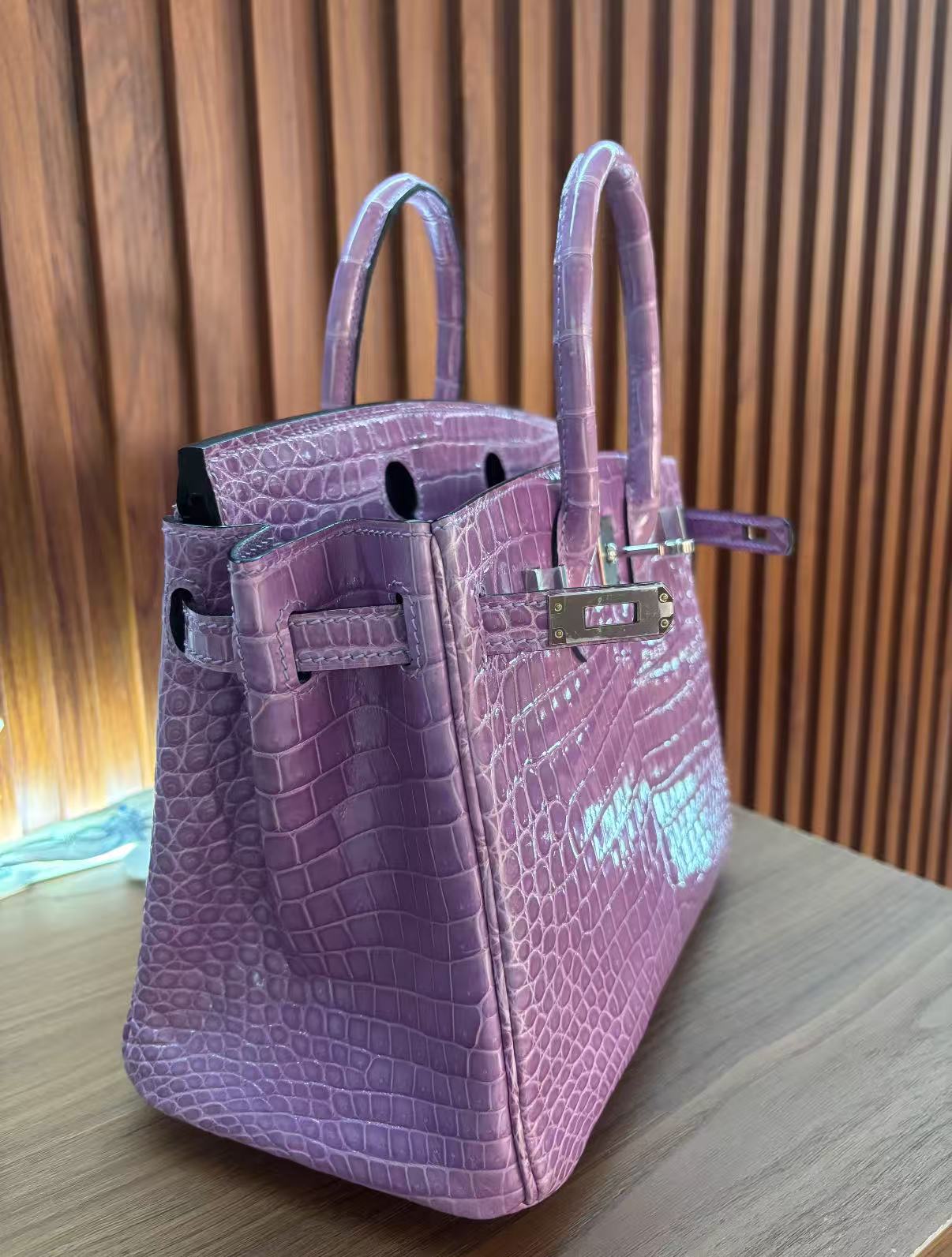 Birkin 25-35 lavender purple Crocodile Skin Custom - MOVEMENTARTISAN