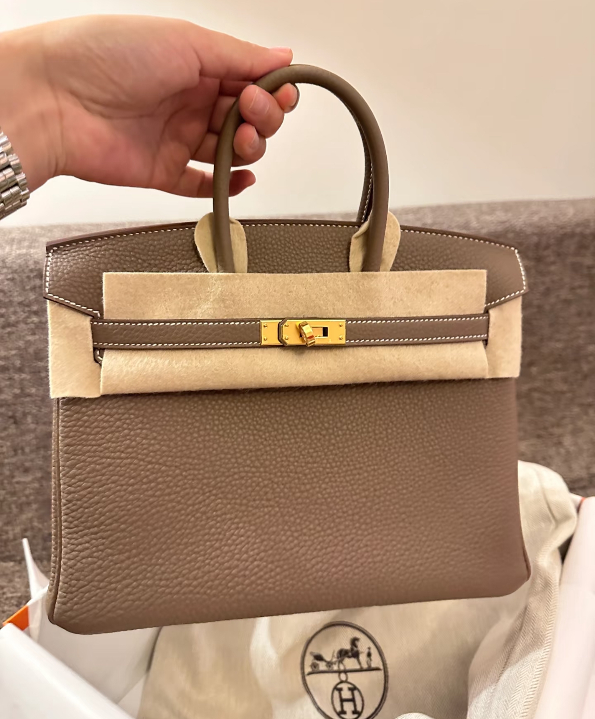 Birkin 25-35 Elephant Gray Gold Buckle Custom - MOVEMENTARTISAN
