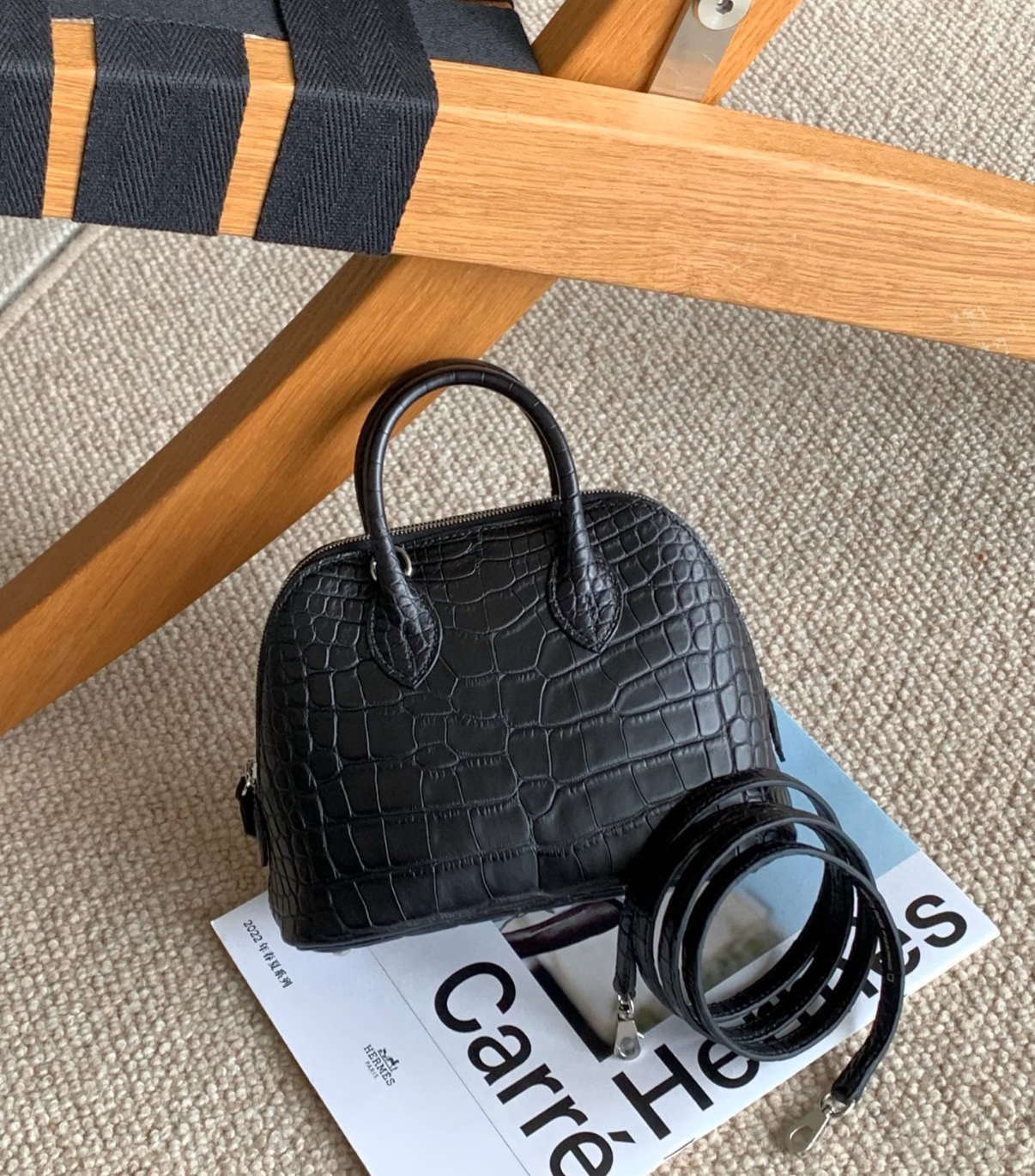 Bolide Mini 18CM Matte crocodile leather Black - MOVEMENTARTISAN