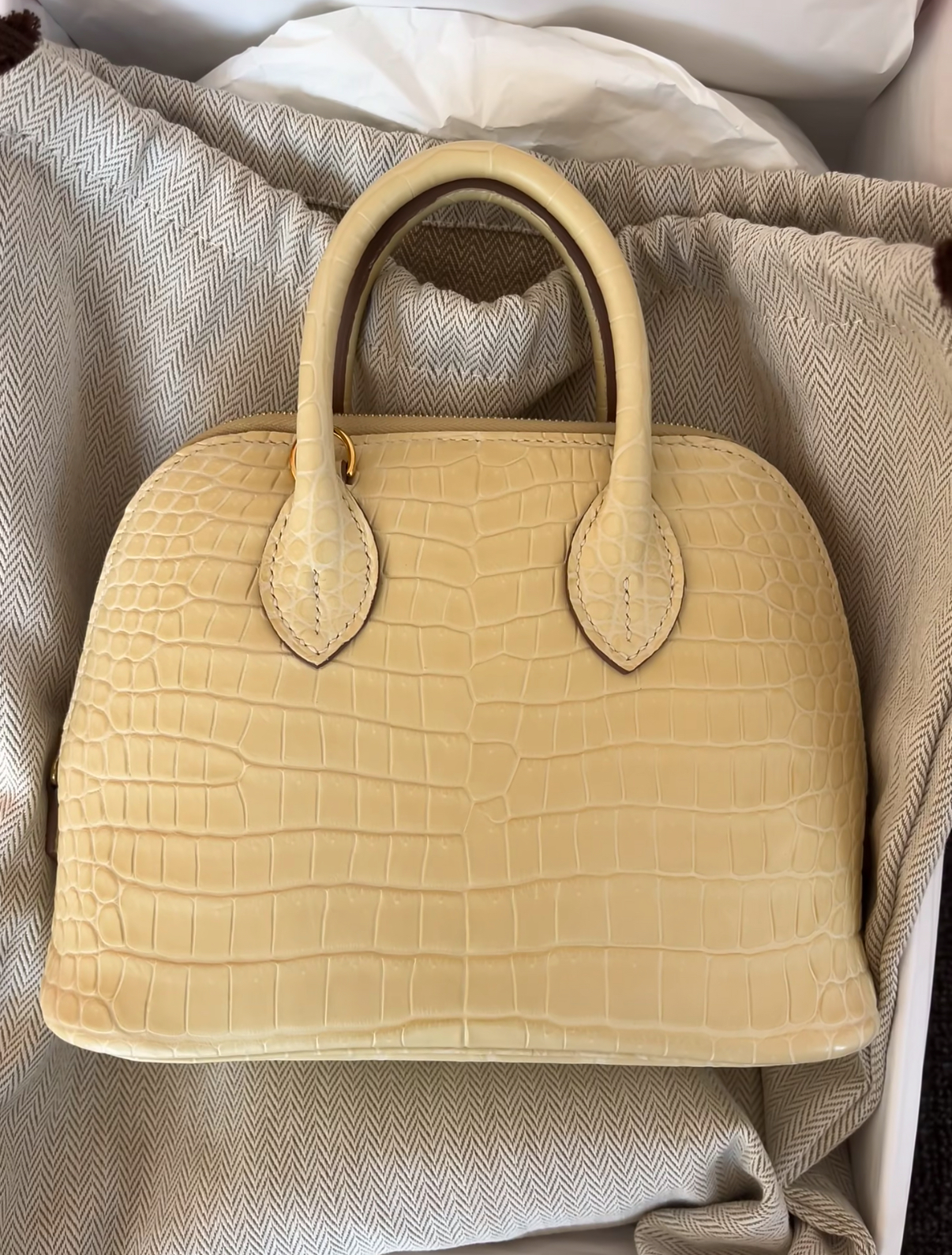 Bolide Mini 18CM Matte crocodile leather vanilla - MOVEMENTARTISAN