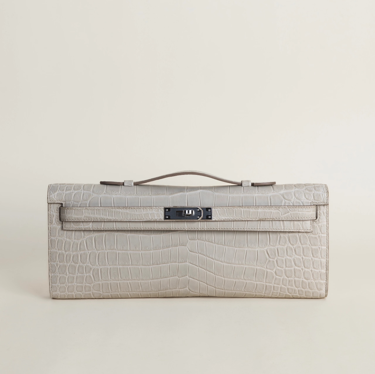 Kelly cut Matte Glacier White crocodile leather - MOVEMENTARTISAN