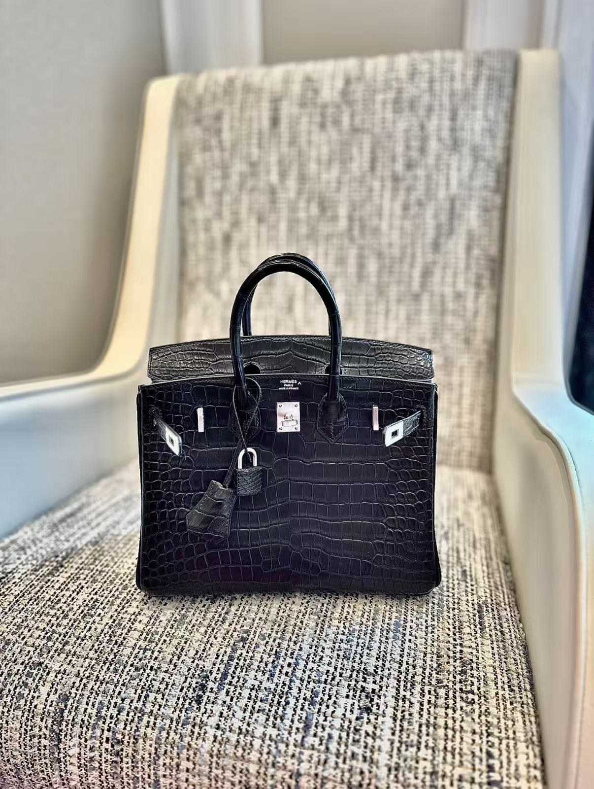 Birkin Matte crocodile leather black silver hardware custom - MOVEMENTARTISAN