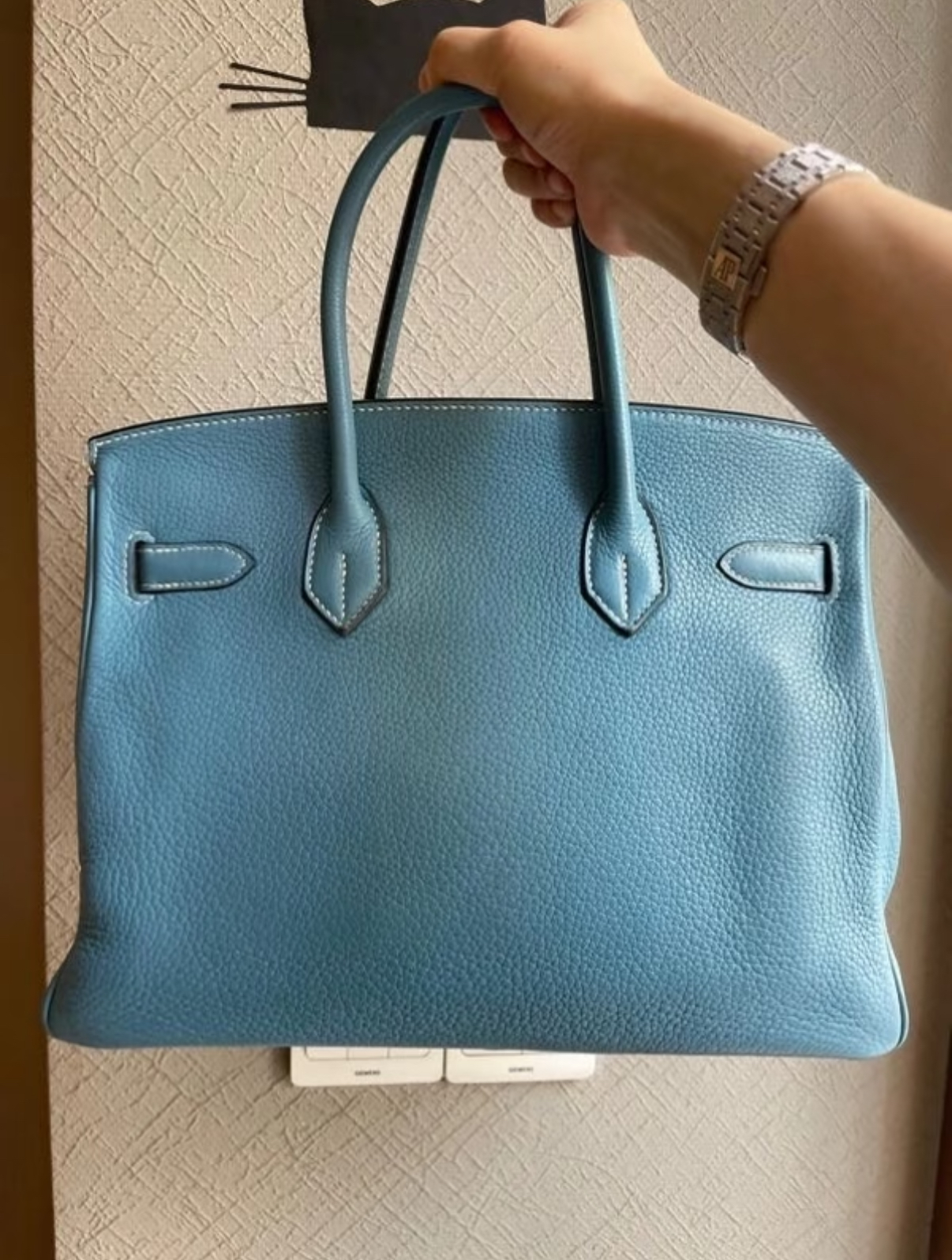Birkin 25-35 denim blue TOGO leather custom - MOVEMENTARTISAN