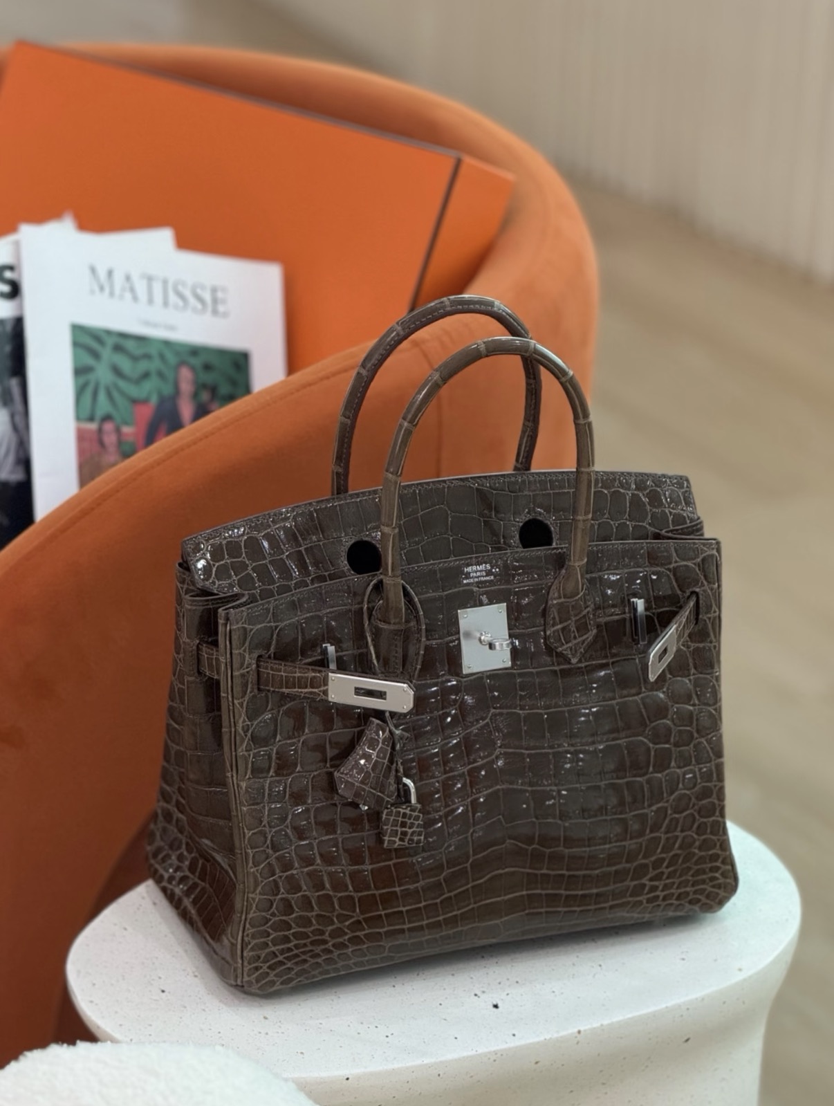 Birkin 25-35 elephant gray Silver hardware Shin crocodile leather custom - MOVEMENTARTISAN