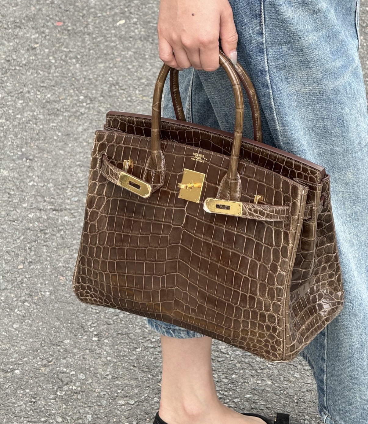 Birkin 25-35 elephant gray Gold hardware Shin crocodile leather custom - MOVEMENTARTISAN