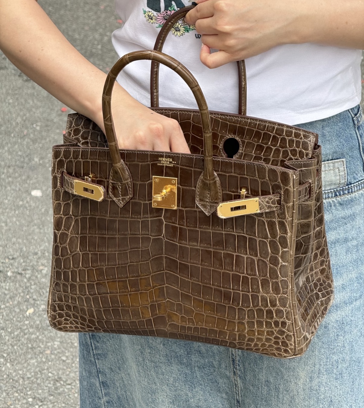 Birkin 25-35 elephant gray Gold hardware Shin crocodile leather custom - MOVEMENTARTISAN