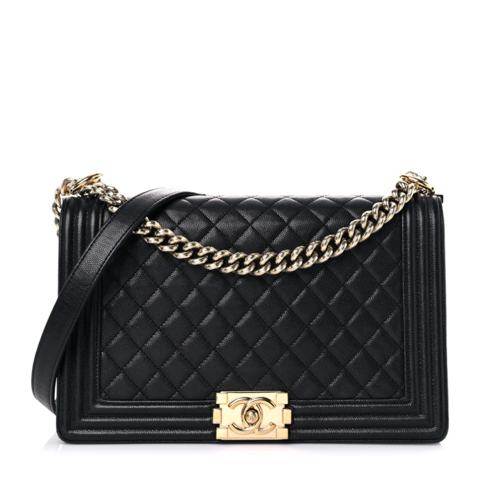 Caviar Quilted New Medium Boy Flap Black-gold buckle - MOVEMENTARTISAN