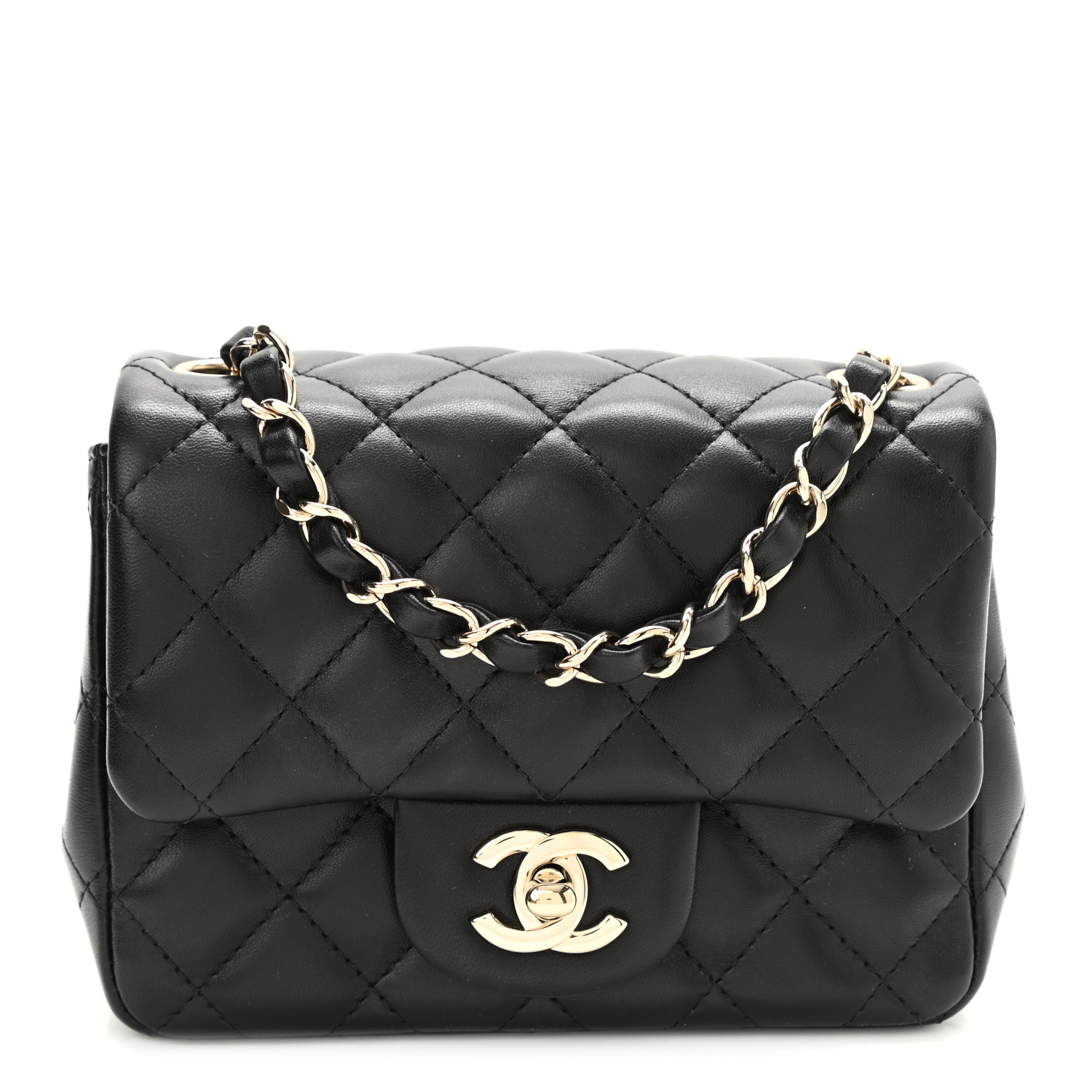 Lambskin Quilted Mini Square Flap Bag Black - MOVEMENTARTISAN