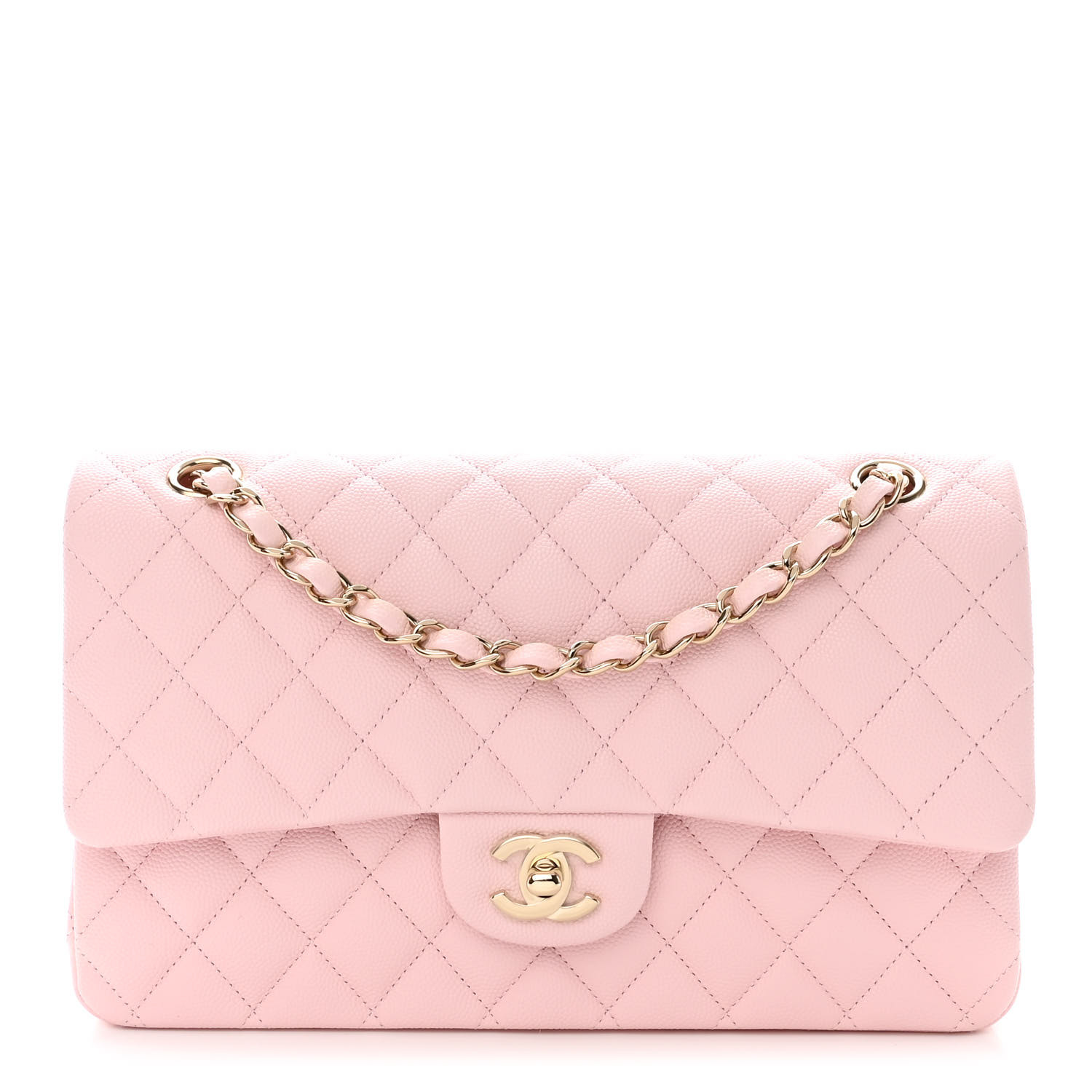 Caviar Quilted Medium Double Flap Light Pink - MOVEMENTARTISAN
