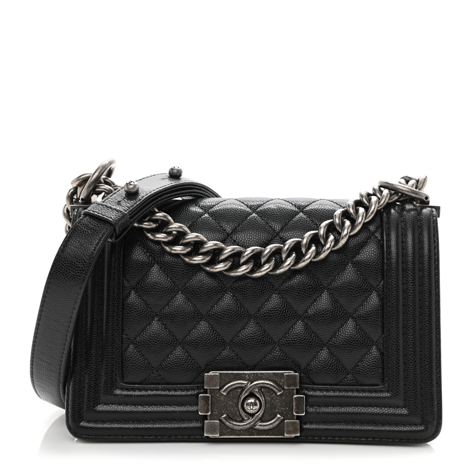 Caviar Quilted Small Boy Flap Black-silver buckle - MOVEMENTARTISAN