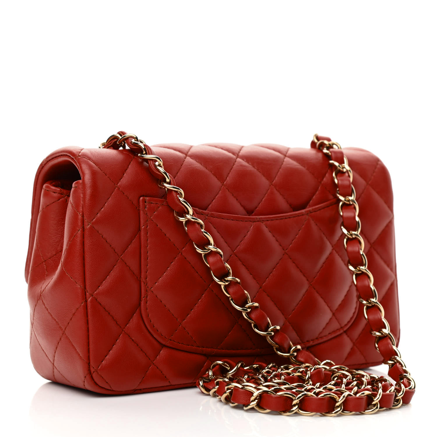 Lambskin Quilted Mini Rectangular Flap - Red - MOVEMENTARTISAN