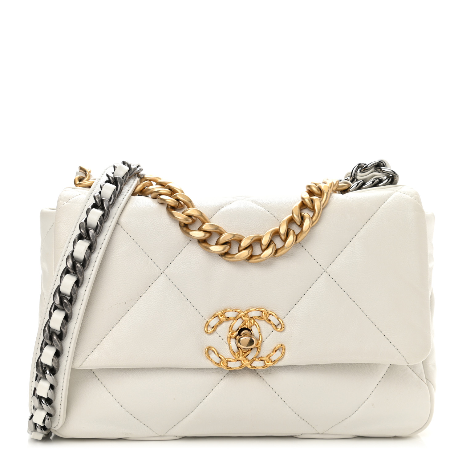 Goatskin Quilted Medium Chanel 19 Flap White - MOVEMENTARTISAN