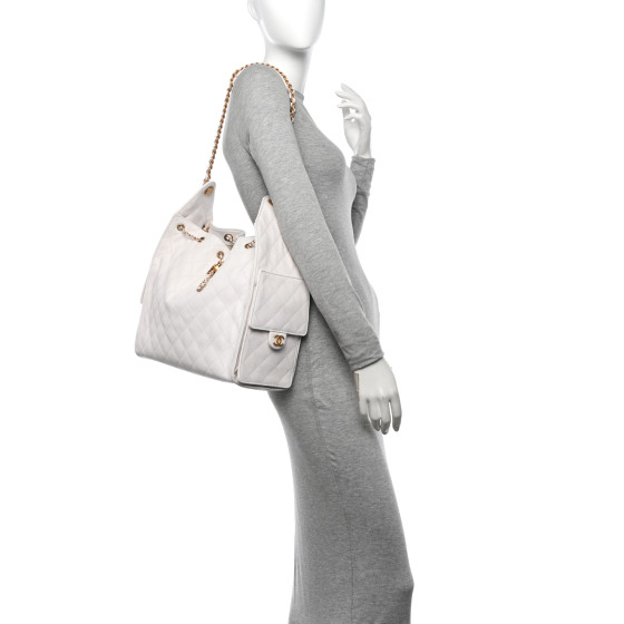 Caviar Quilted Medium Chanel 25 Handbag White - MOVEMENTARTISAN