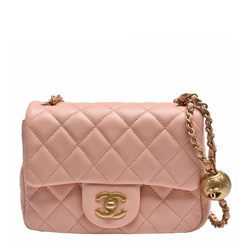 Lambskin Quilted CC Pearl Crush Mini Flap Pink - MOVEMENTARTISAN