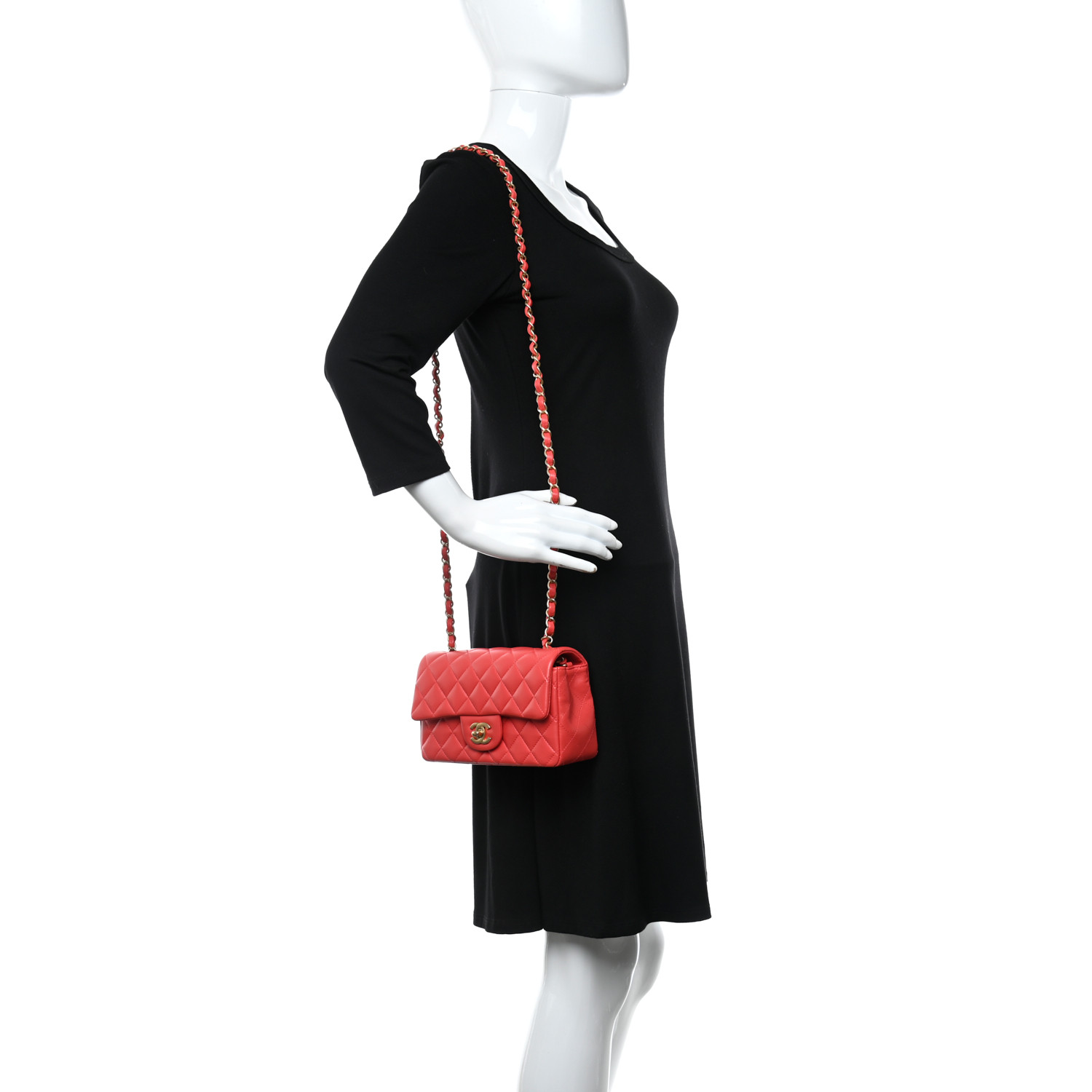 Lambskin Quilted Mini Rectangular Flap Red - MOVEMENTARTISAN