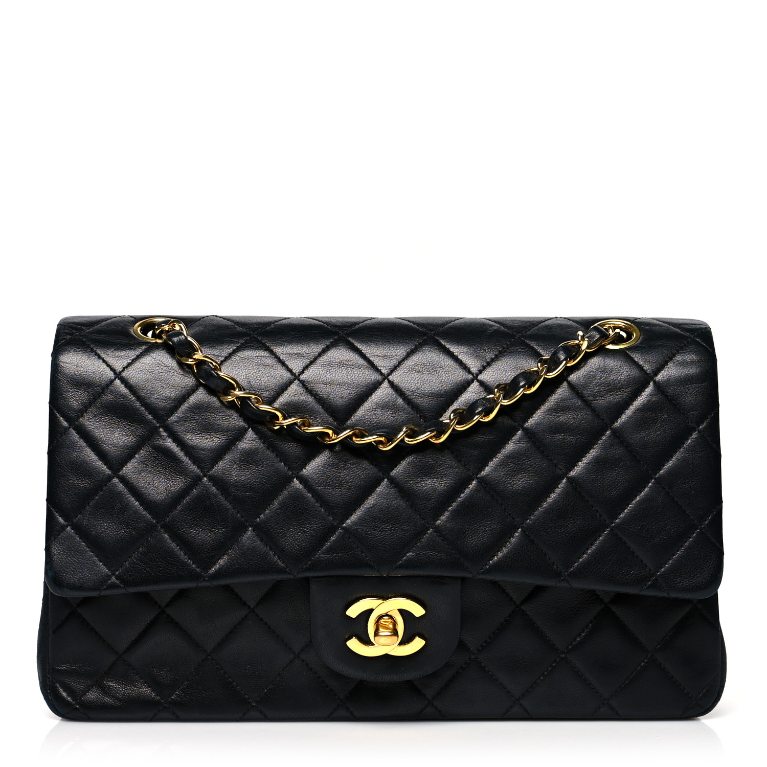 Lambskin Quilted Medium Double Flap Black - MOVEMENTARTISAN