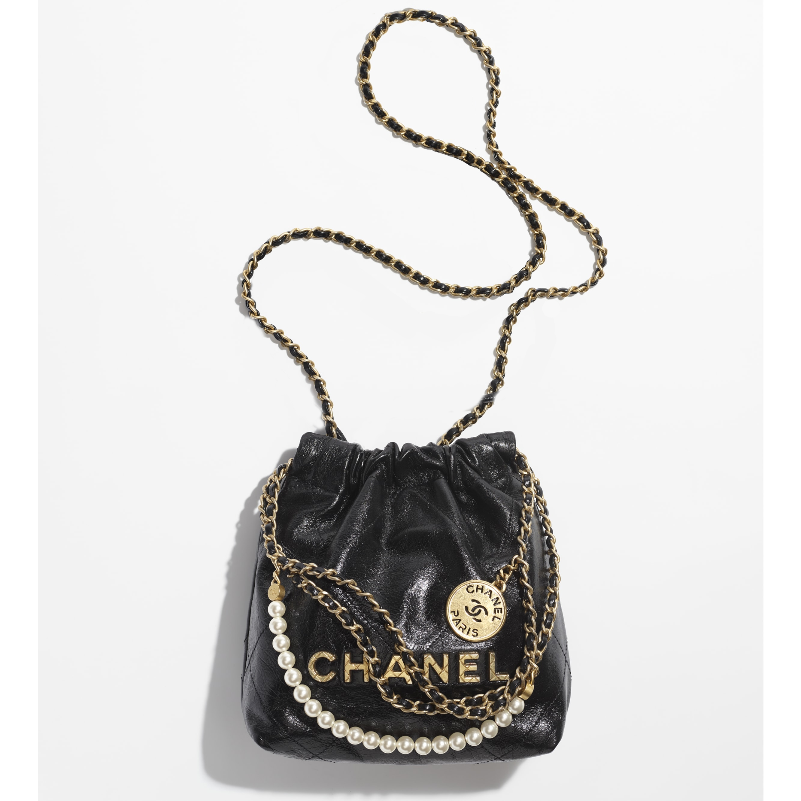 Shiny Crumpled Calfskin & Gold-Tone Metal Black - MOVEMENTARTISAN