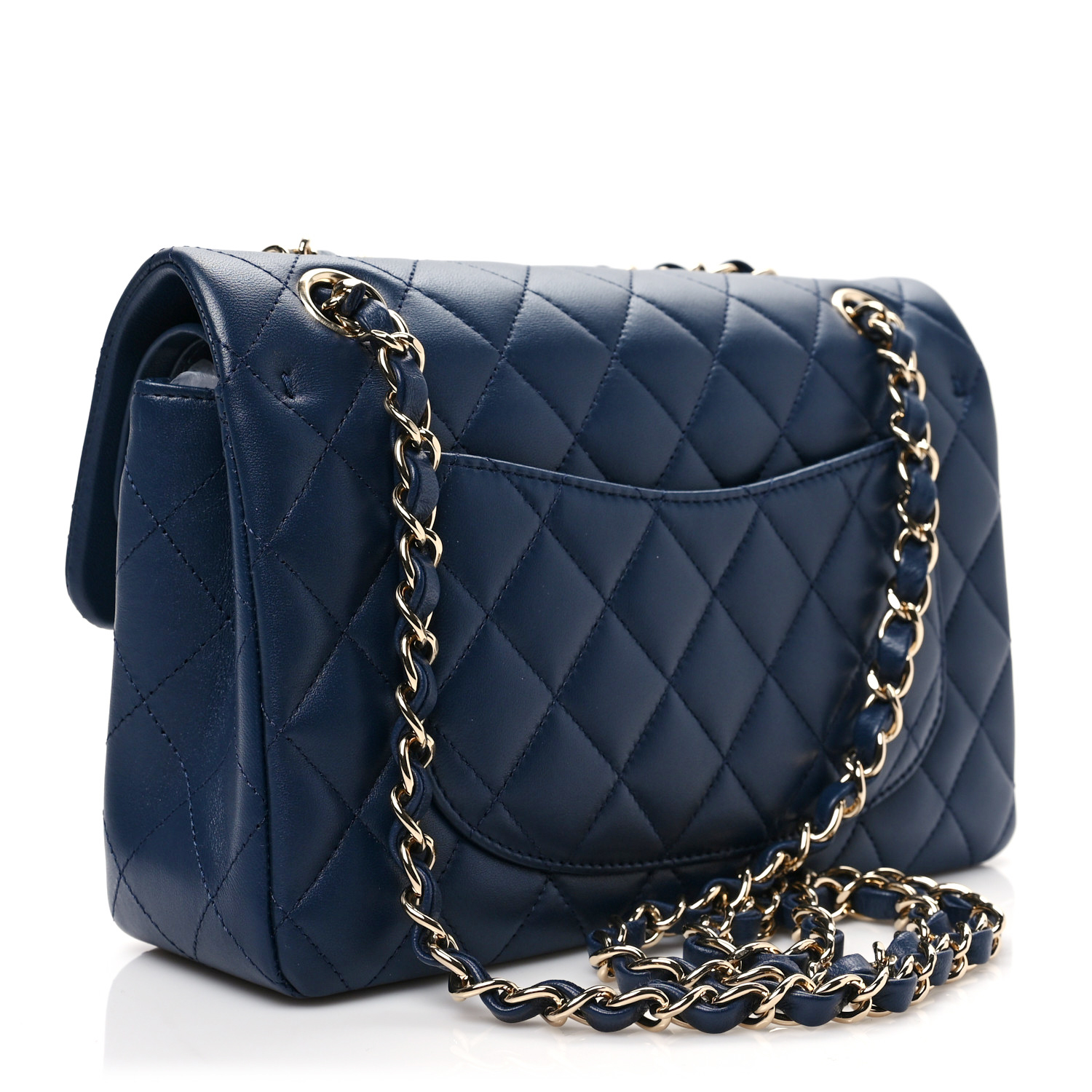 Lambskin Quilted Small Double Flap Dark Blue - MOVEMENTARTISAN