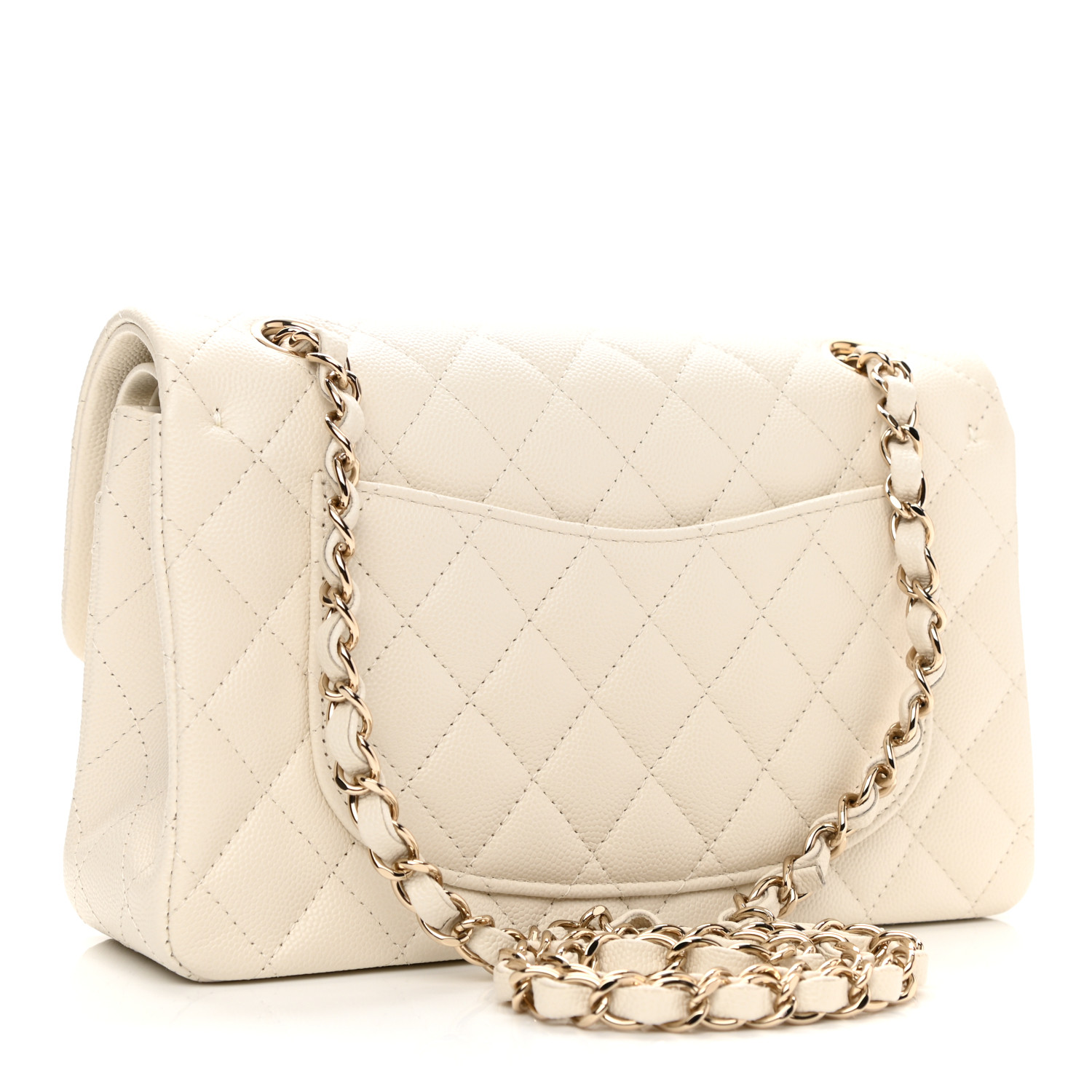 Caviar quilted Medium Double clamshell off-white - MOVEMENTARTISAN