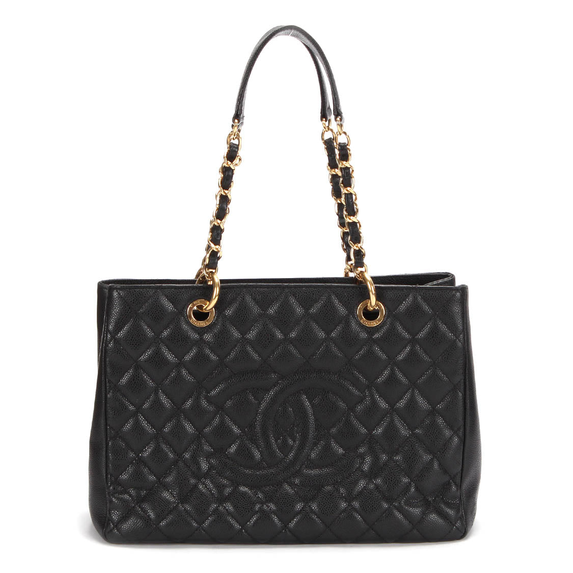 Caviar Quilted Grand Shopping Tote GST Black - Gold chain - MOVEMENTARTISAN