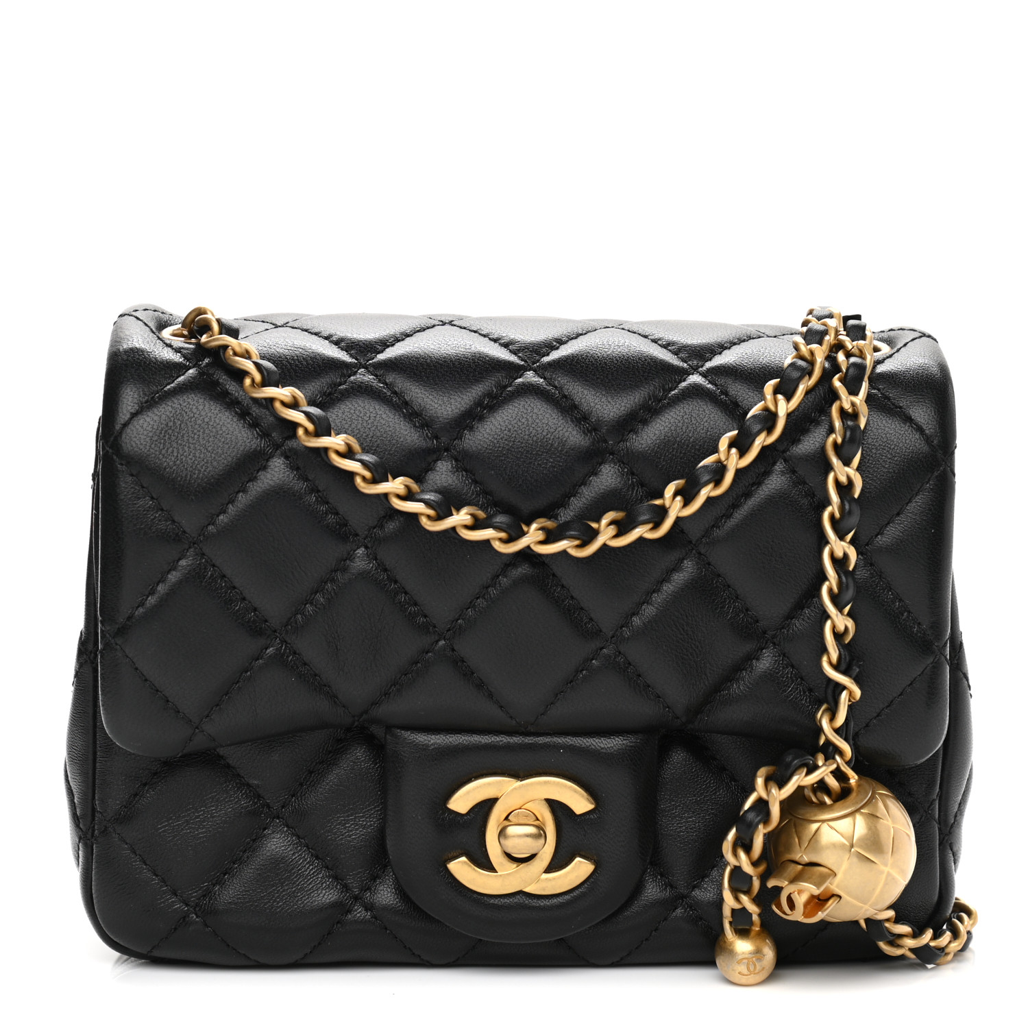 Lambskin Quilted CC Pearl Crush Mini Flap Black - MOVEMENTARTISAN