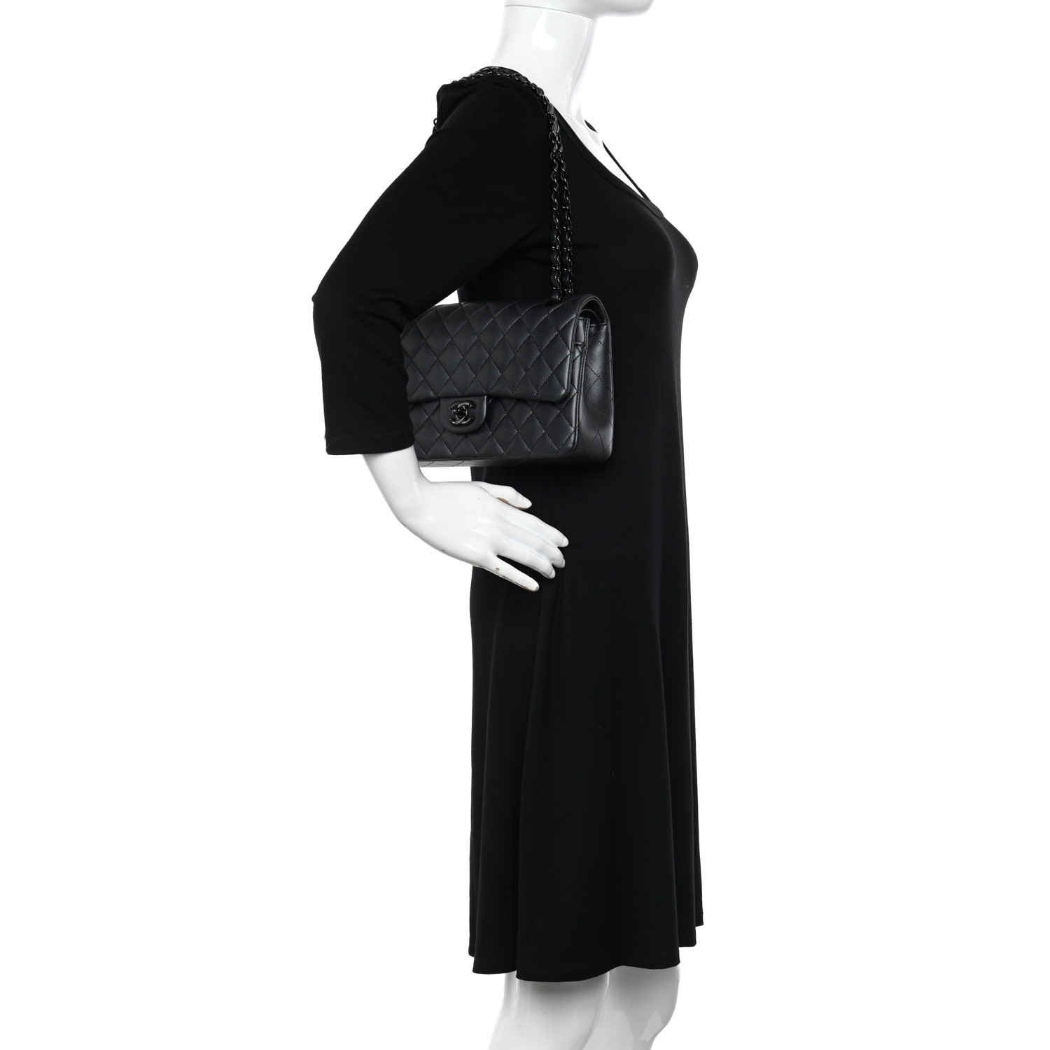 Lambskin Quilted Medium Double Flap So Black - MOVEMENTARTISAN