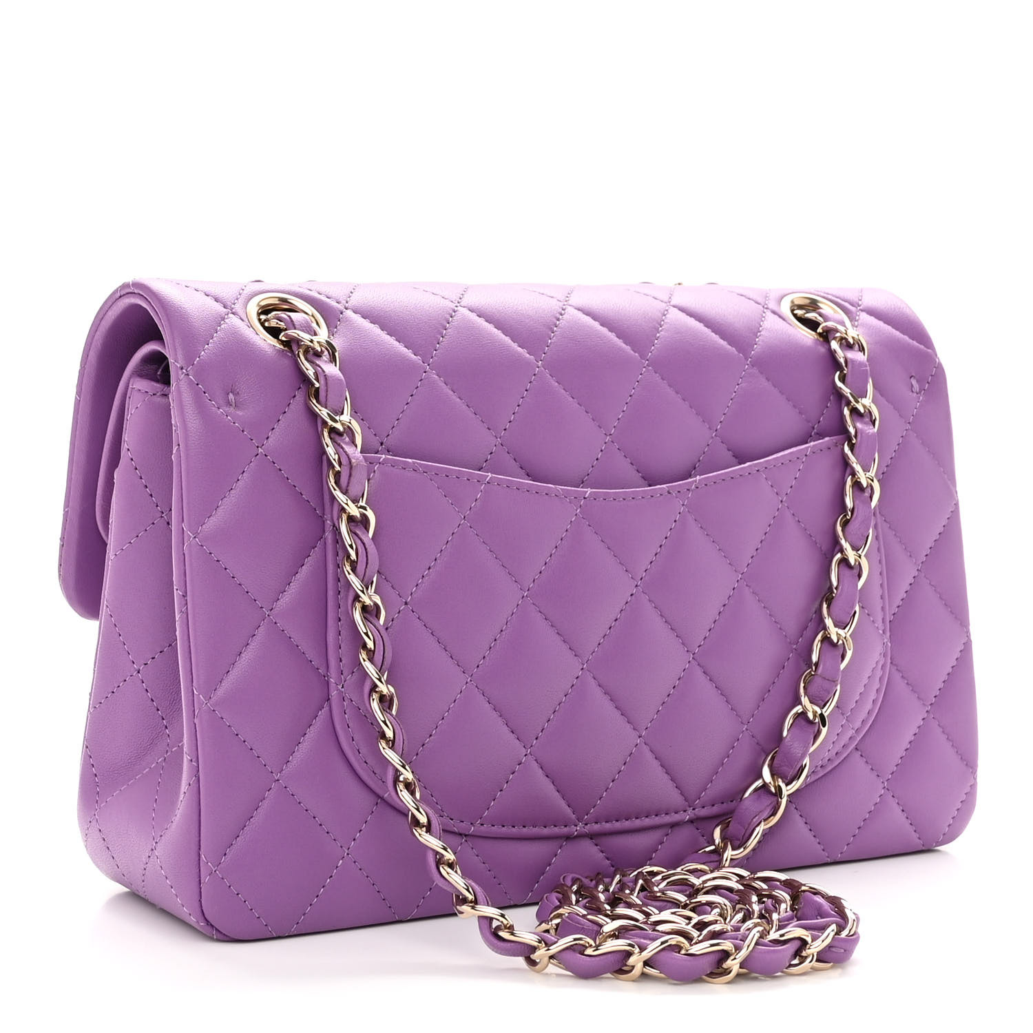 Lambskin Quilted Small Double Flap Purple - MOVEMENTARTISAN