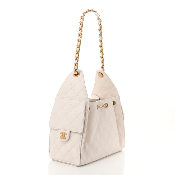 Caviar Quilted Small Chanel 25 Handbag White - MOVEMENTARTISAN