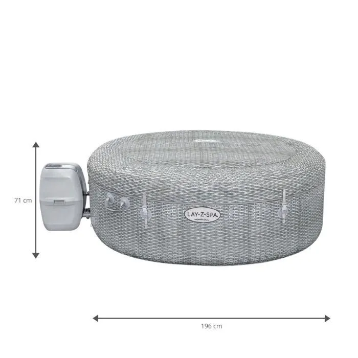 Spa gonflable BESTWAY - Lay-Z-Spa Honolulu - 196 x 71 cm - 4 à 6 places - Rond (Avec couverture. pompe. cartouche et diffuseur)