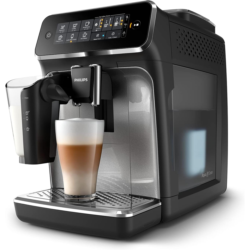Philips 3200 series EP3246 / 70 fully automatic coffee machine. 5 specialty coffees (LatteGo milk system) black / silver lacquered