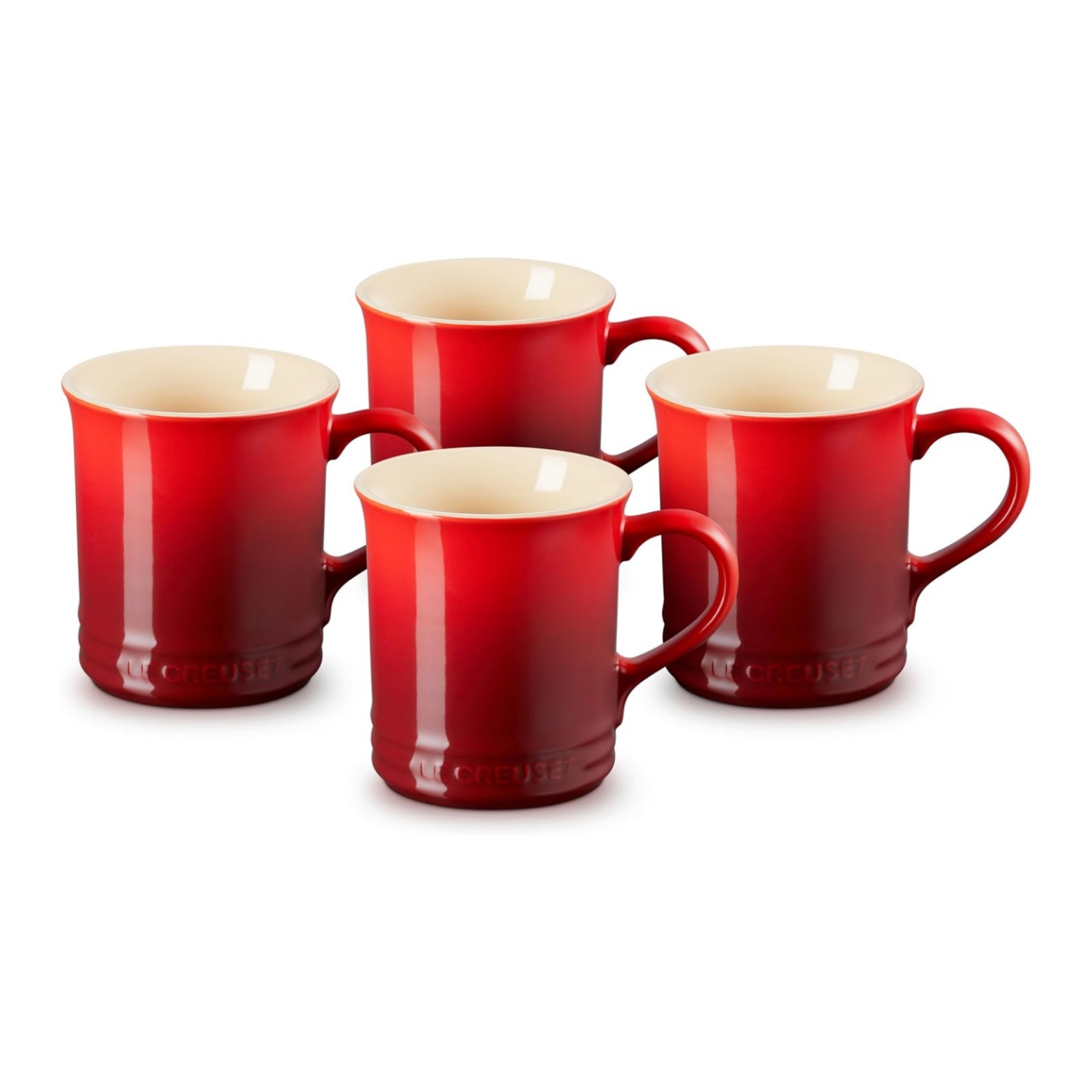 Le Creuset Set mit 4 Tassen aus Steingut, je 400 ml