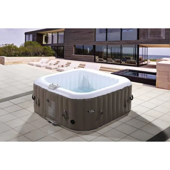 Spa gonflable Monaco en PVC - 4 places - Taupe / Crème
