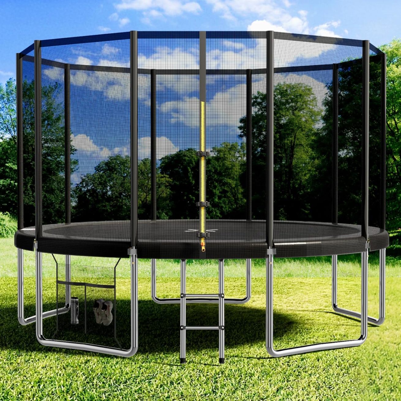 Devoko trampoline outdoor Ø 366 cm indoor trampoline children's garden trampoline. complete set with shoe net. ladder. edge cover. safety net. load capacity 150 kg