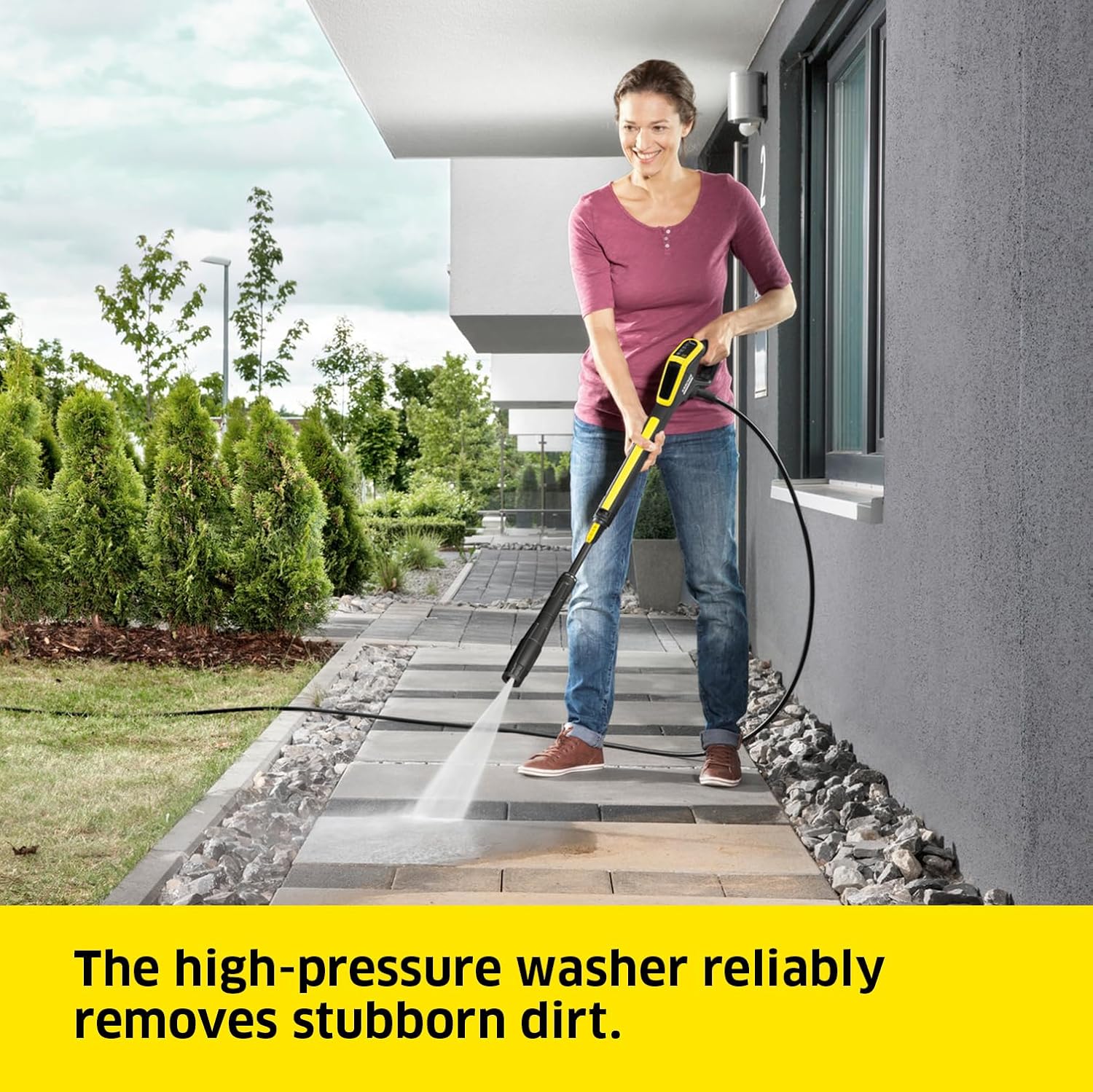 Kärcher K 5 Power Control Pressure Washer. pressure: max. 145 bar. flow rate: 500 l/h. area coverage: 40 m²/h. water filter. weight: 13 kg. high-pressure hose and gun. dirt blaster. spray lance