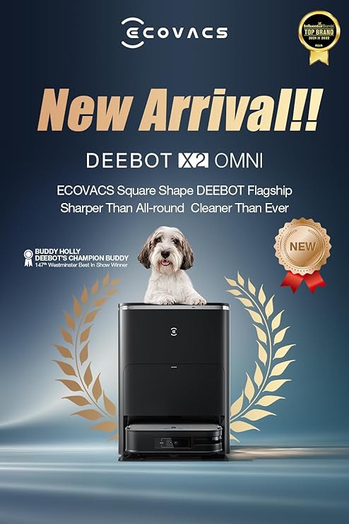 ECOVACS DEEBOT X2 OMNI | 8000pa.15mm Auto Mop Lifting. Auto Empty. 55°C Hot Water Washing. Hot Air Drying