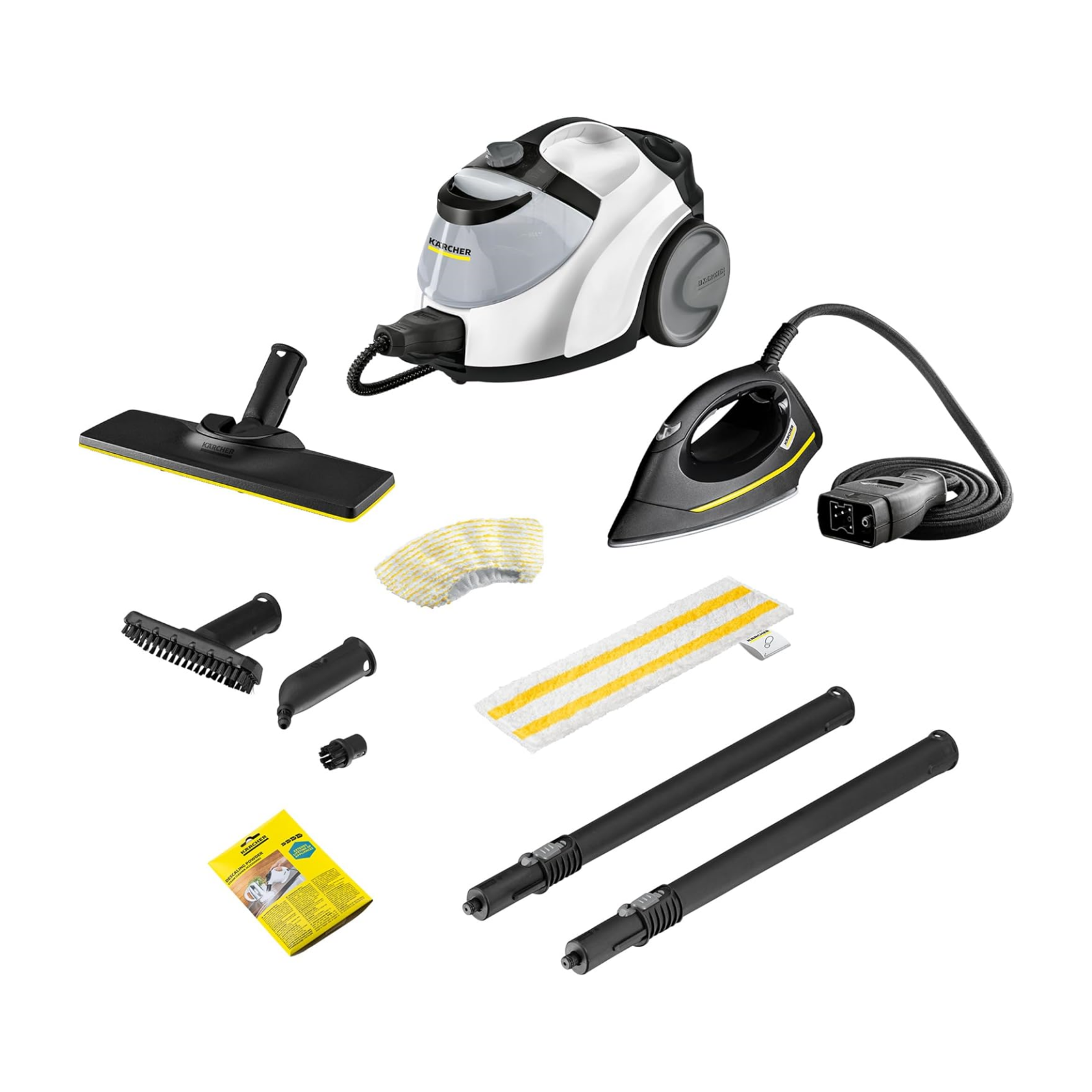 Kärcher Dampfreiniger SC 5 EasyFix Iron mit Heißwasser-Zuschaltung, Dampfdruck: 4,2 bar, Aufheizzeit: 3 min., Fläche: ca. 150 m², Tank: 0,5 l + 1,5 l, Bodenreinigungsset, Dampfdruck-Bügeleisen